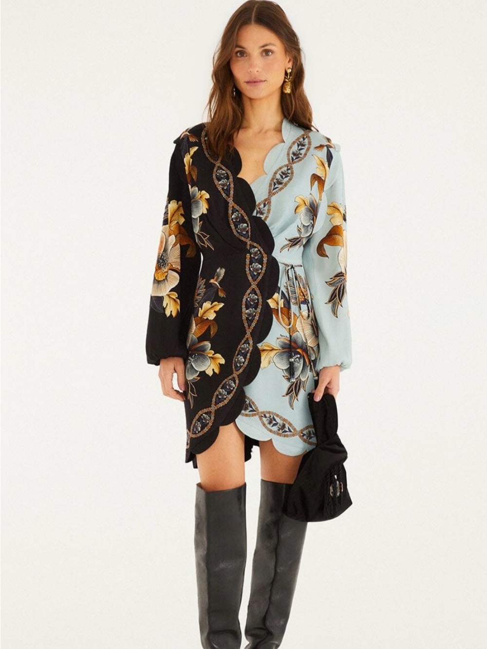 Farm Rio Snake Garden Mix Wrap Mini Dress